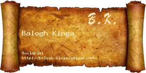 Balogh Kinga névjegykártya